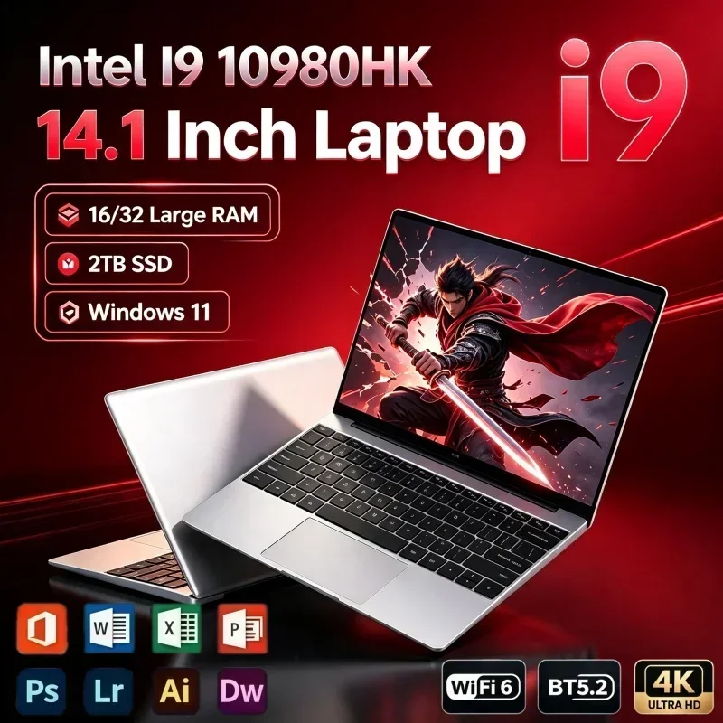 Intel I9‑10980HK Powerful Notebook PC 14.1‑Inch Windows 11 32GB RAM 2TB SSD Gaming Laptop For Student Office And Game Playing