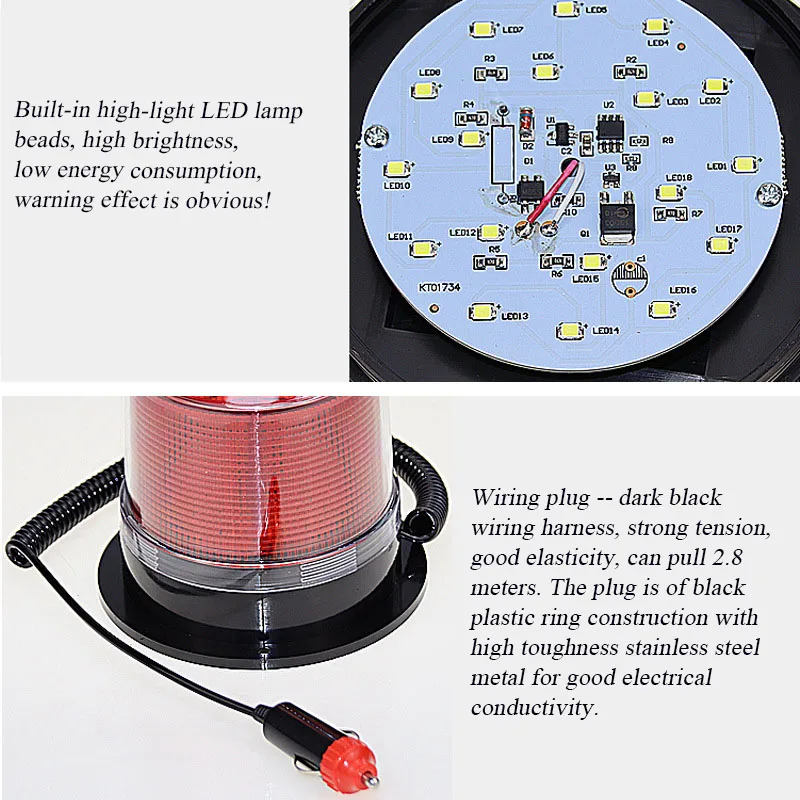 Lumière magnétique remplie d'iode pour voiture, étanche, ingénierie, camion, remorque, clignotant de plafond