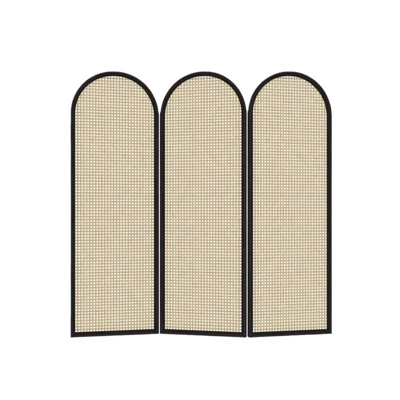 Nordic solid wood rattan folding screen blocking screen partition living room hotel office entrance door simple movement