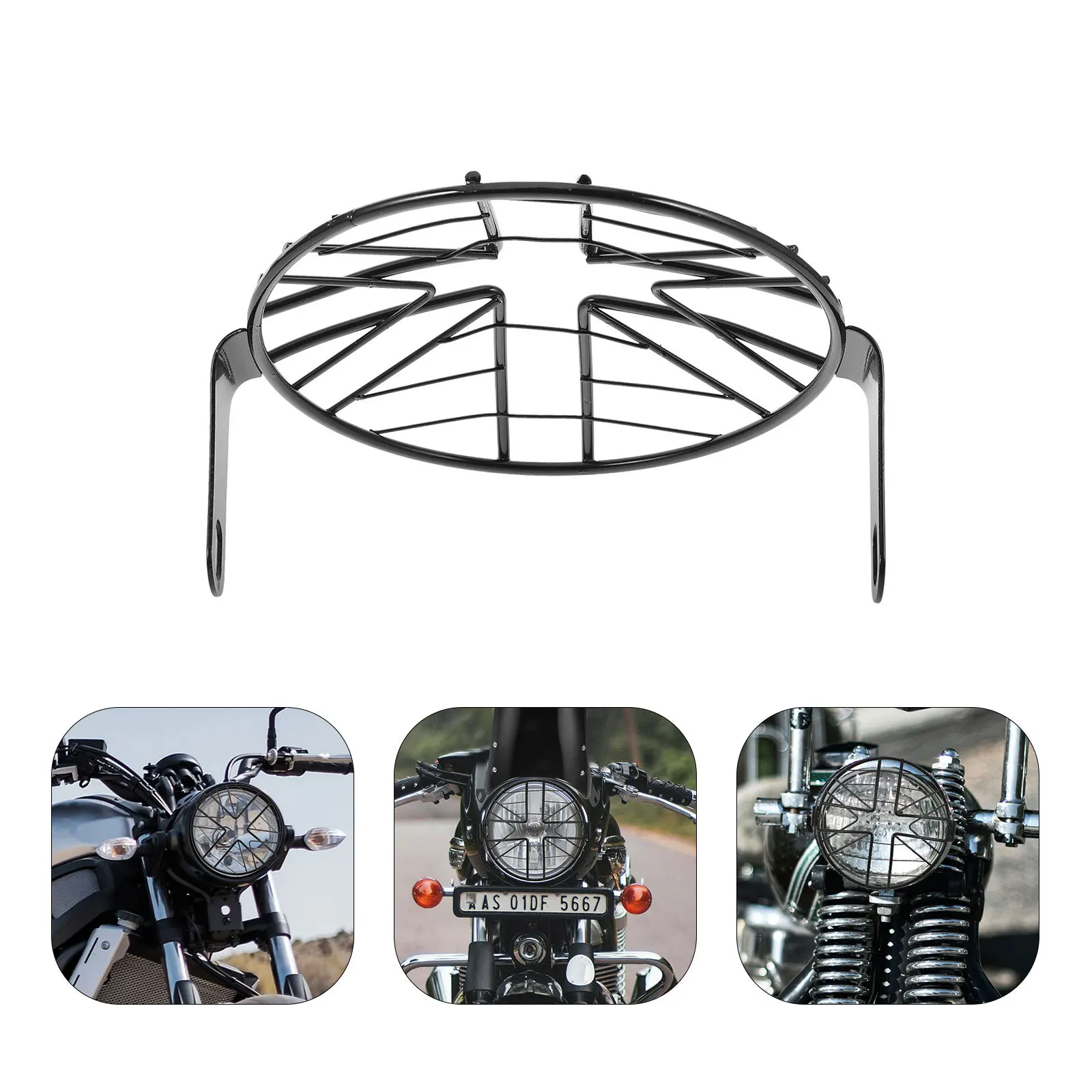 

Durable Headlight Protector Guard Ball Shaped Mesh Design Quick Upgrade for Motorcycle Retro Bikes Universal Lamp Mask