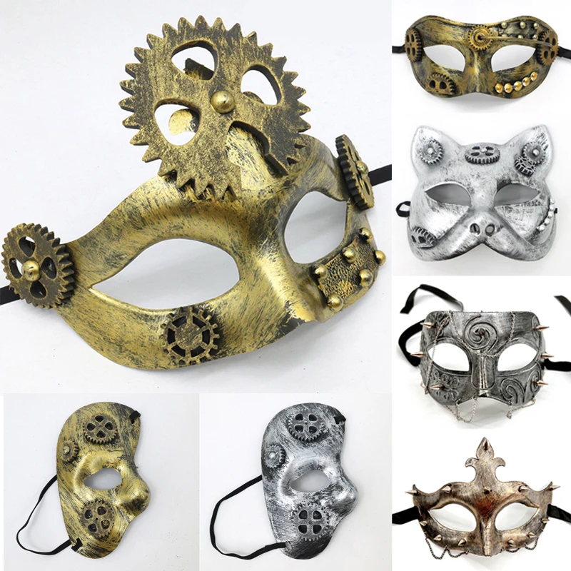 Cyberpunk Mascara Masquerade Cosplay Half Face Mask Fun Steampunk Mask Cool Mascara Unisex Halloween Masks Retro Sci-fi Feel