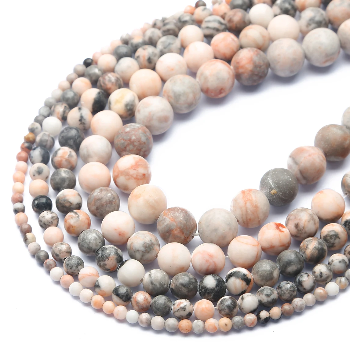 Natursteinperlen, rosa Zebra-Jaspis, für die Schmuckherstellung, lose Abstandsperlen, DIY-Zubehör, modisches Armband, Halskette – Detail 4