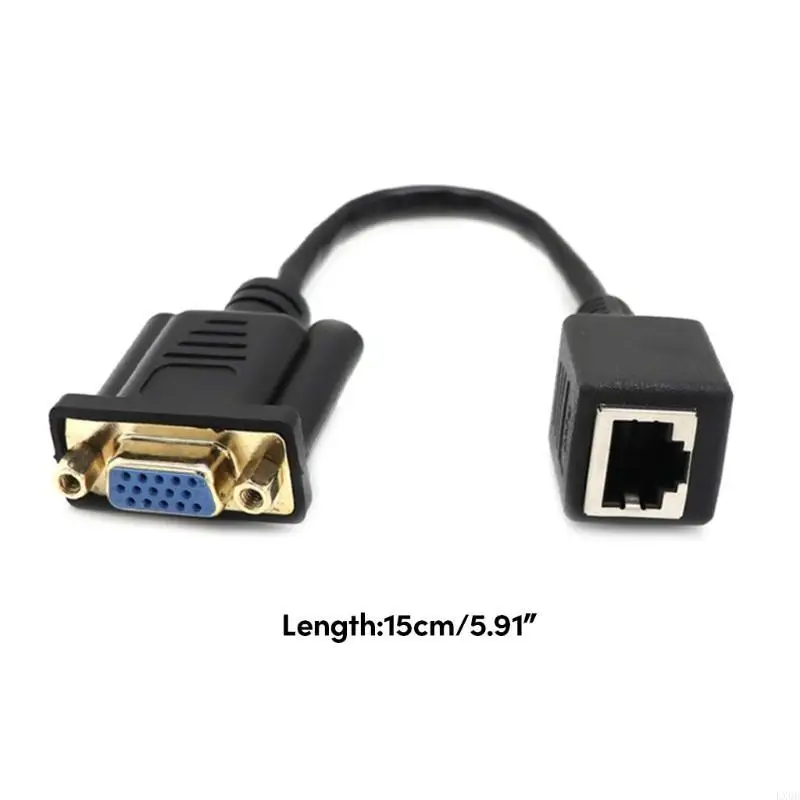 LX0B 15cm VGA to RJ45 Adapter Cable Extender Wire Line VGA Over Long Distances