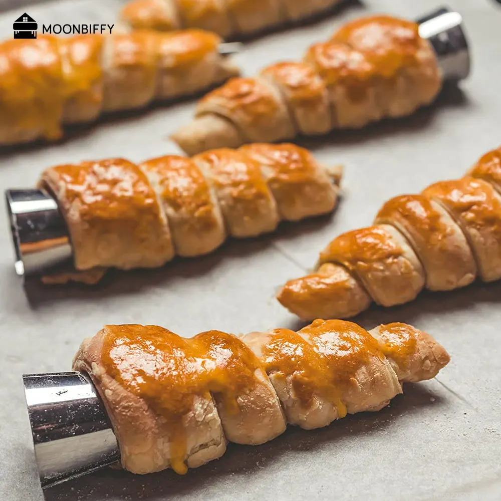 5Pcs Conische Buis Kegel Roll Mallen Spiraal Croissants Mallen Crème Hoorn Mould Pastry Mold Cookie Dessert Keuken Bakken Tool 꽃 몰드