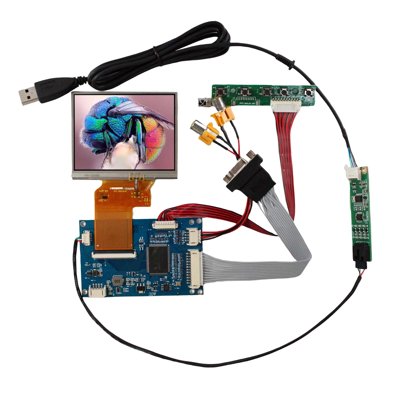 Module d'écran tactile FPC TTL 54 broches 640x480 3,5 pouces avec fonction VGA 2AV et rétroéclairage, carte d'affichage LCD