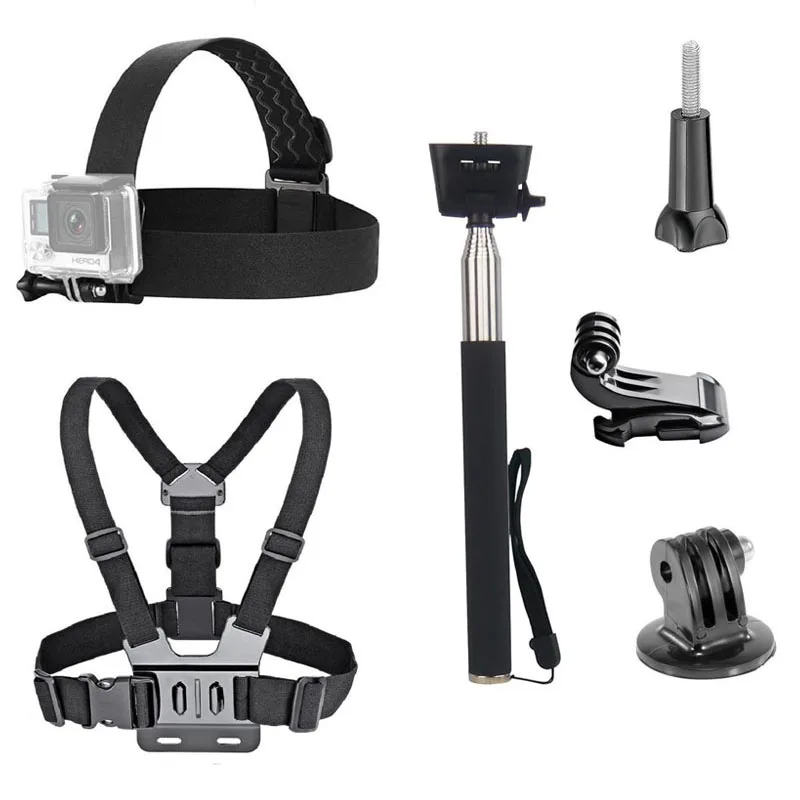 Accessories Bundle Kit Head Strap Mount/Chest Harness/Selfie Stick for Gopro Hero13 12 11 10 9 8 7 6 5 4/AKASO EK7000/Brave 7