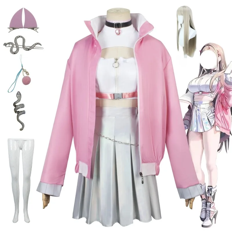 

Anime NIKKE Viper Cosplay Costume Jk Uniform Coat Top Skirt Ring Wig Suit for Women Halloween Carnival Party Roleplay Outfits
