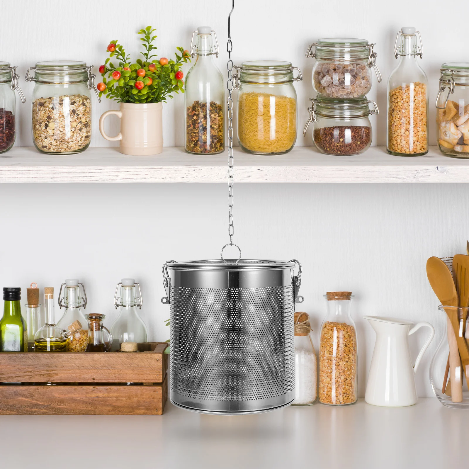 

Filter Marinade Basket Tea Infusers Spice for Cooking Stainless Steel Strainer Seasoning Silver Food