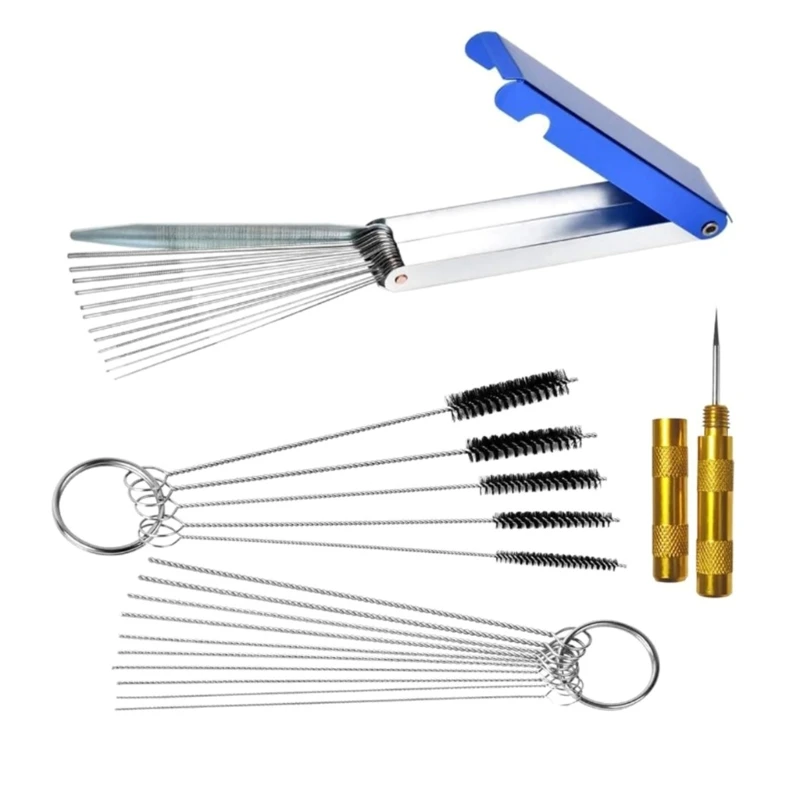 Carburetor Carbon Jet Cleaner,Wire TorchTip Cleaner Tool and Needle Brushes Cleaning Tool Kit for Motorbike