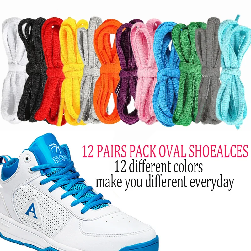 12Pair/Pack Sneaker Shoestring 12 Colors No Elasticity 5mm Oval/8mm Flat Shoelace Leisure Women Lacet Shoe Laces Accessories