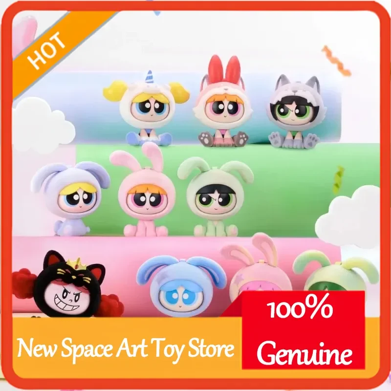 

Kayou The Powerpuff Girls Spin Fun Team Series Flocked Blind Box Keychain Pendant Cute Kawaii Figure Cartoon Manga Fans Gift