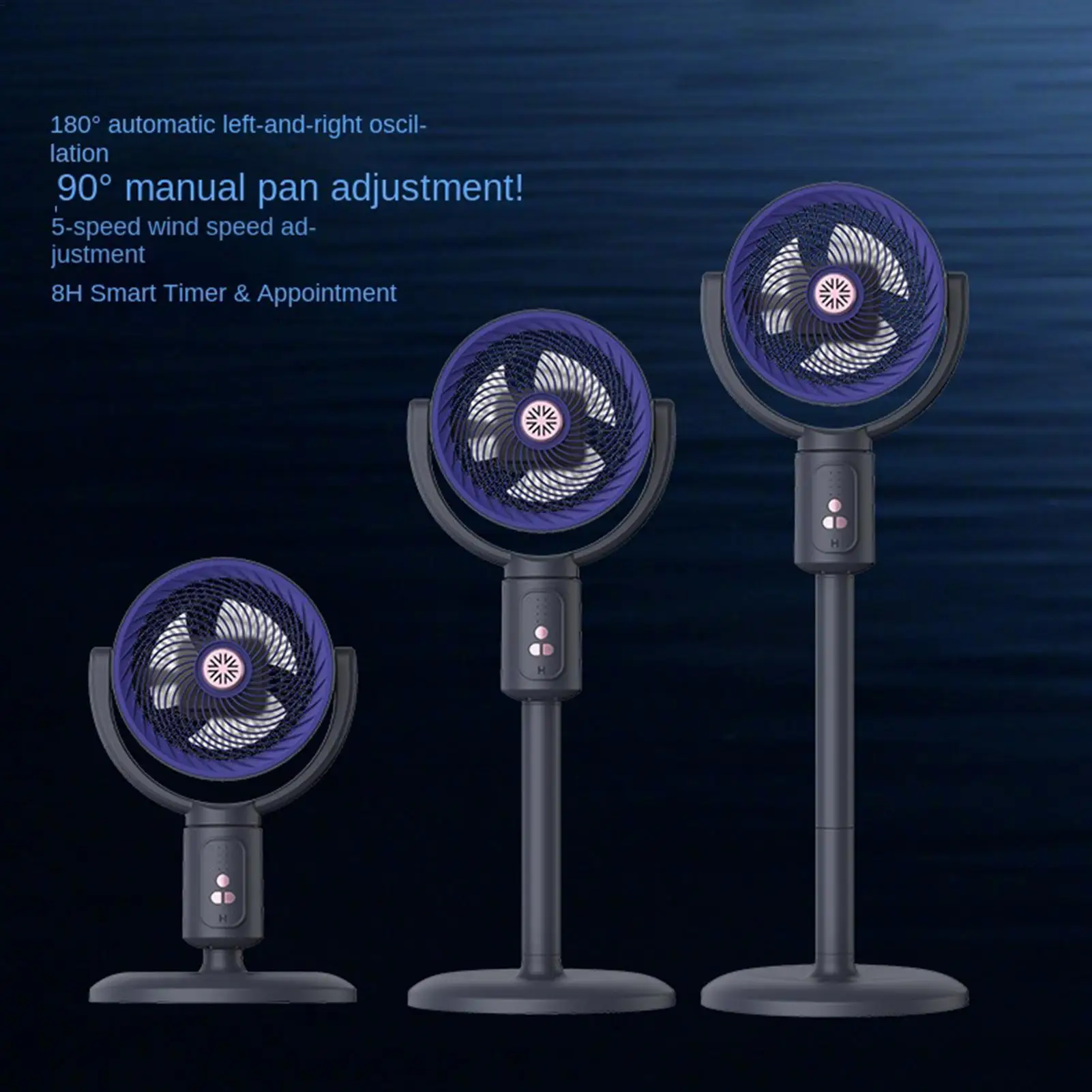 5-Speed Floor Fan Air Circulation Device with Timer Oscillating Type-C Rechargeable Adjustable Height Standing Fan Tower