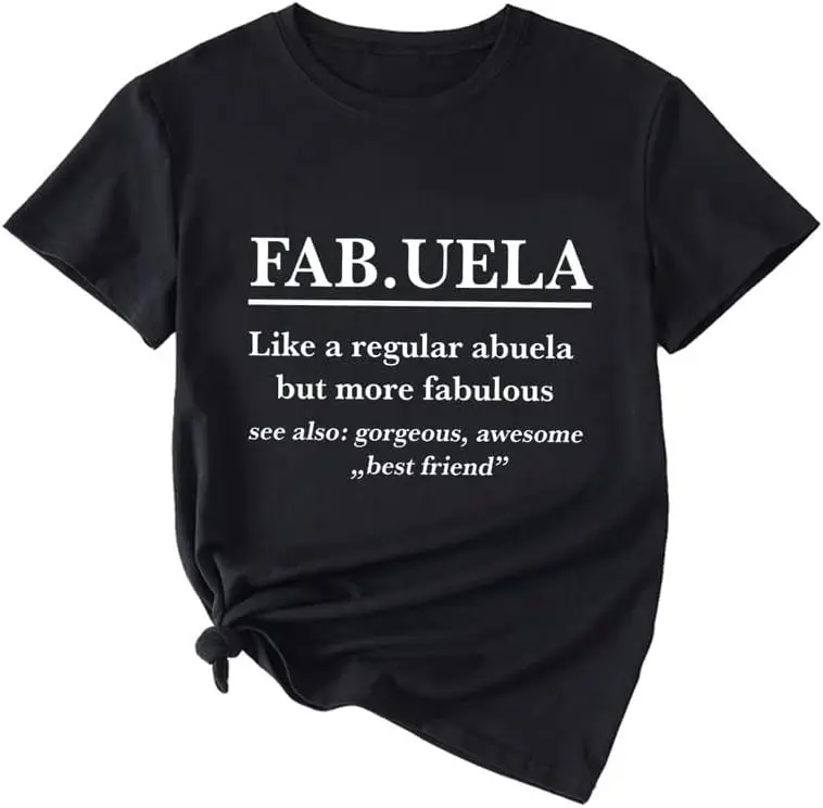 Fabuela Definition T-shirt Spanish Letter Printed Funny Grandma Graphic Tee Women's Casual O Neck Short Sleeve Top