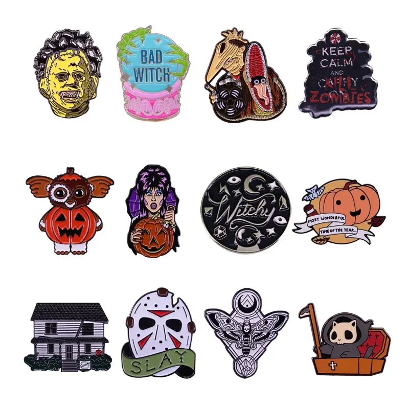 

Terror Haunted House Brooch Interesting Metal Enamel Badge Denim Hat Badge Collar Jewelry Halloween Gift Trend Versatile Pin