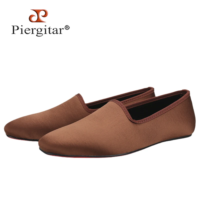 Piergitar Multicolor Silk Satin Slip-On Loafers Handmade Men's Flats Classic Style Dancing Shoes With Quilted Cotton Insole