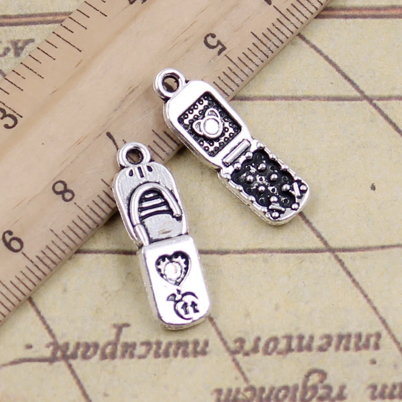 10 sztuk Charms telefon komórkowy 27x8mm tybetański srebrny kolor wisiorki antyczne tworzenie biżuterii DIY Handmade Craft