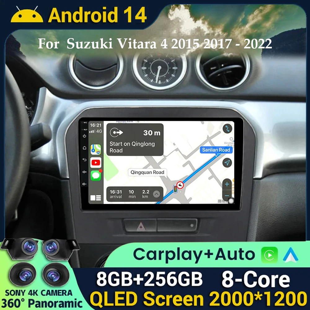 

Android 14 For Suzuki Vitara 4 2014 - 2018 Navigation GPS for Carplay QLED Touch Screen Car Radio Video Multimedia Player Audio