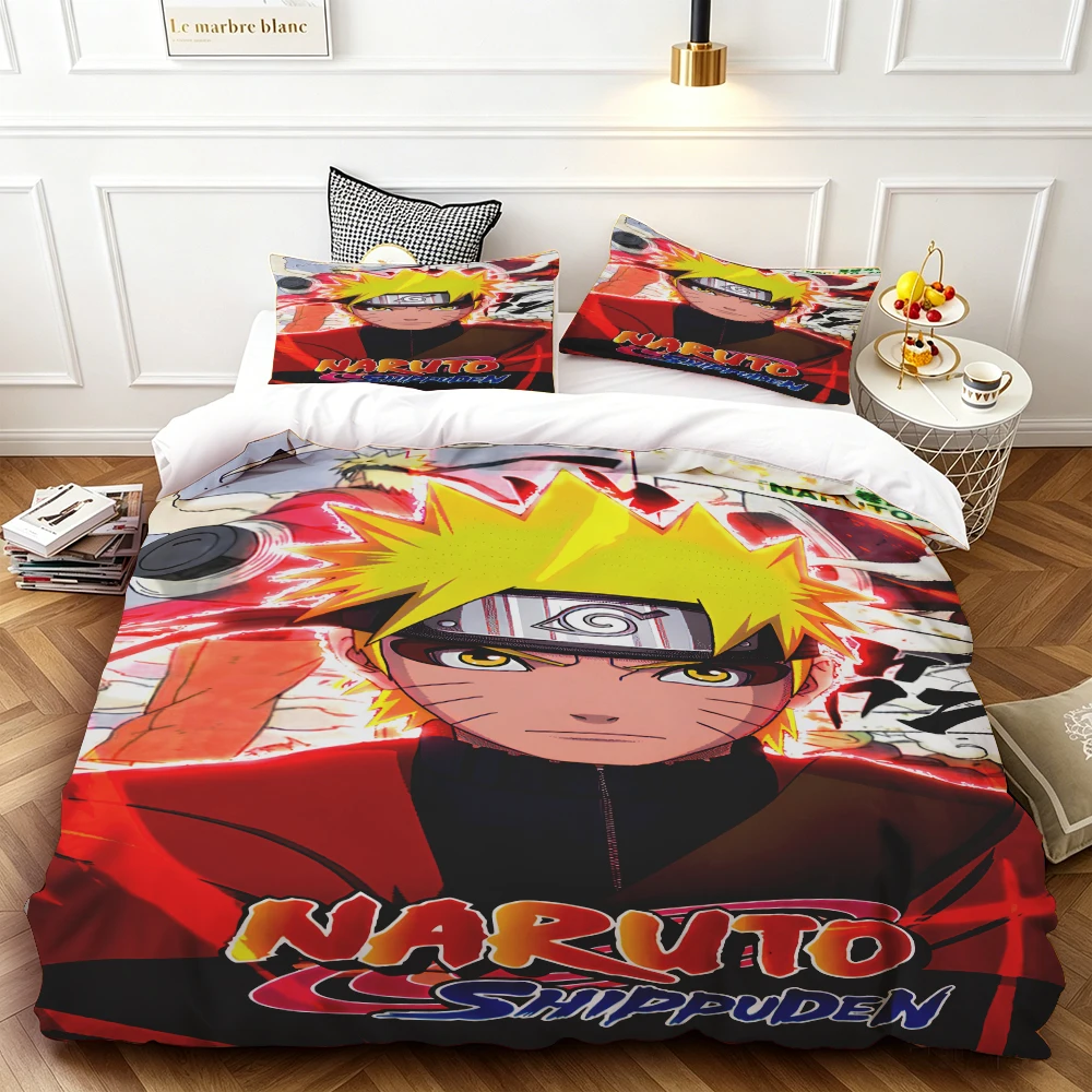 

3pcs Duvet Cover Set Naruto Cartoon Quilt Cover Bedding Set Soft and Comfortable for Bedroom Dormitory Gifts