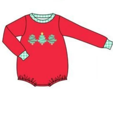 Boy Christmas Smocked Outfit Red Xmas Tree Print Kids Romper Set Sibling Matching Holiday Clothes Infant Toddler Festive Costum