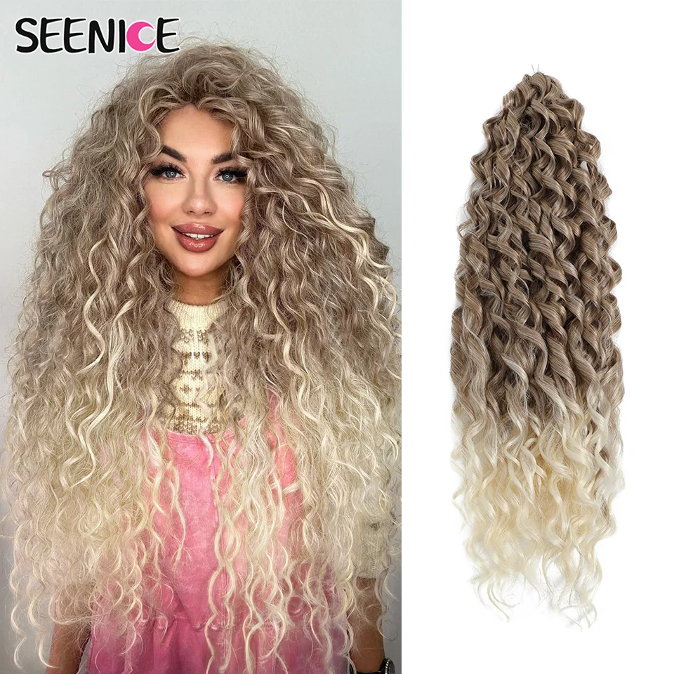 Pelo sintético con ondas de agua, pelo trenzado de ganchillo, Jessica Ombre, rojo, rosa, jengibre, extensión de cabello trenzado ondulado, Cosplay