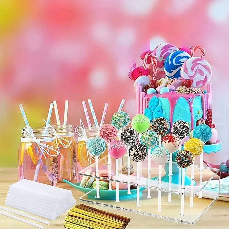 Picture 4: 12/15/20Holes Cake Pop Lollipop Stand with Shelf DIY Baking Tools Display Bakeware Cake Kitchen Gadgets Holder DIY Lollipop Mold