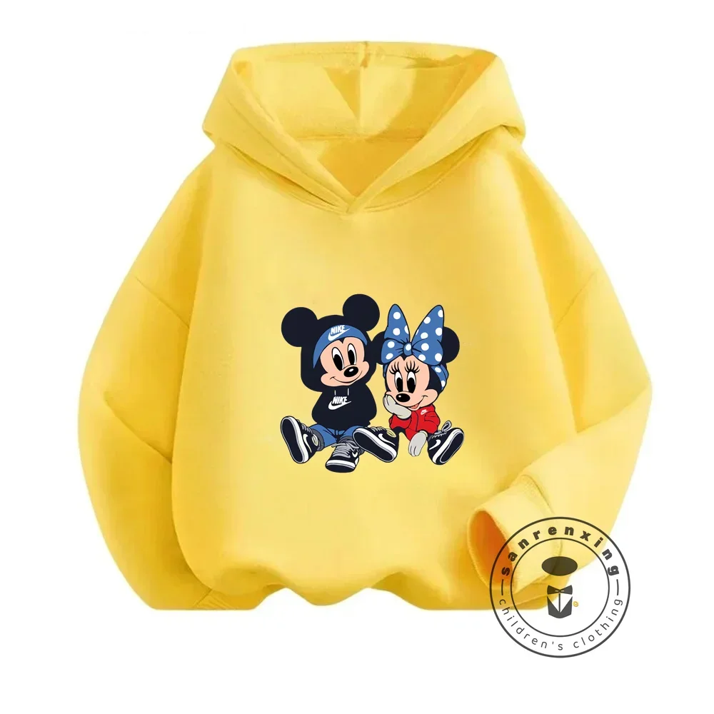 

New Fall 2024 Children's Mickey Hooded Hoodies Sweatshirt Kawaii Pullover Anime Manga Disney Girls Boys Kids Casual Clothing