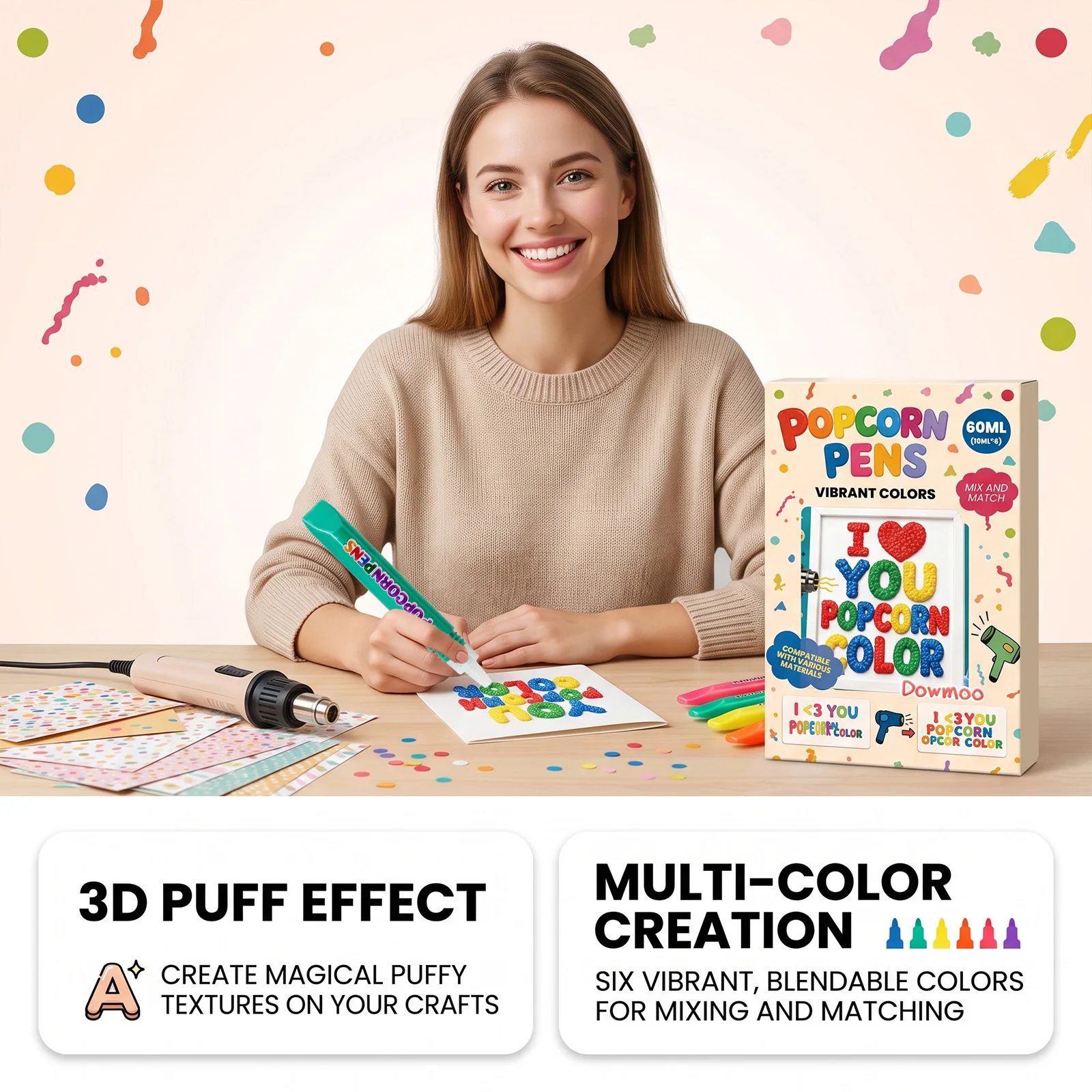 Kids Puff Effect Marker Set 6 Colors DIY Hand‑Making Colorful Art Craft Child Entertainment Graffiti Thermal Swell Painting Pens