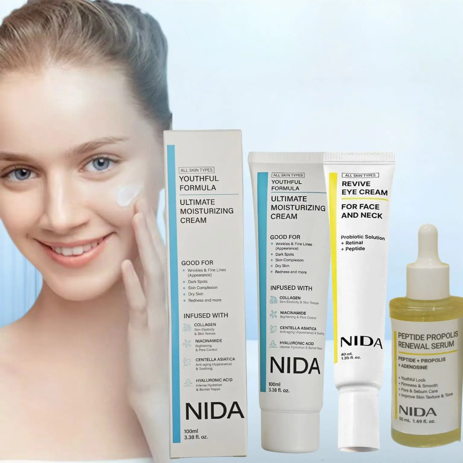 

NIDA крем для глаз с ретинолом, уменьшающий тонкие линии, ежедневный увлажняющий питательный крем для лица, восстанавливающий барьер кожи, эссенция с прополисом