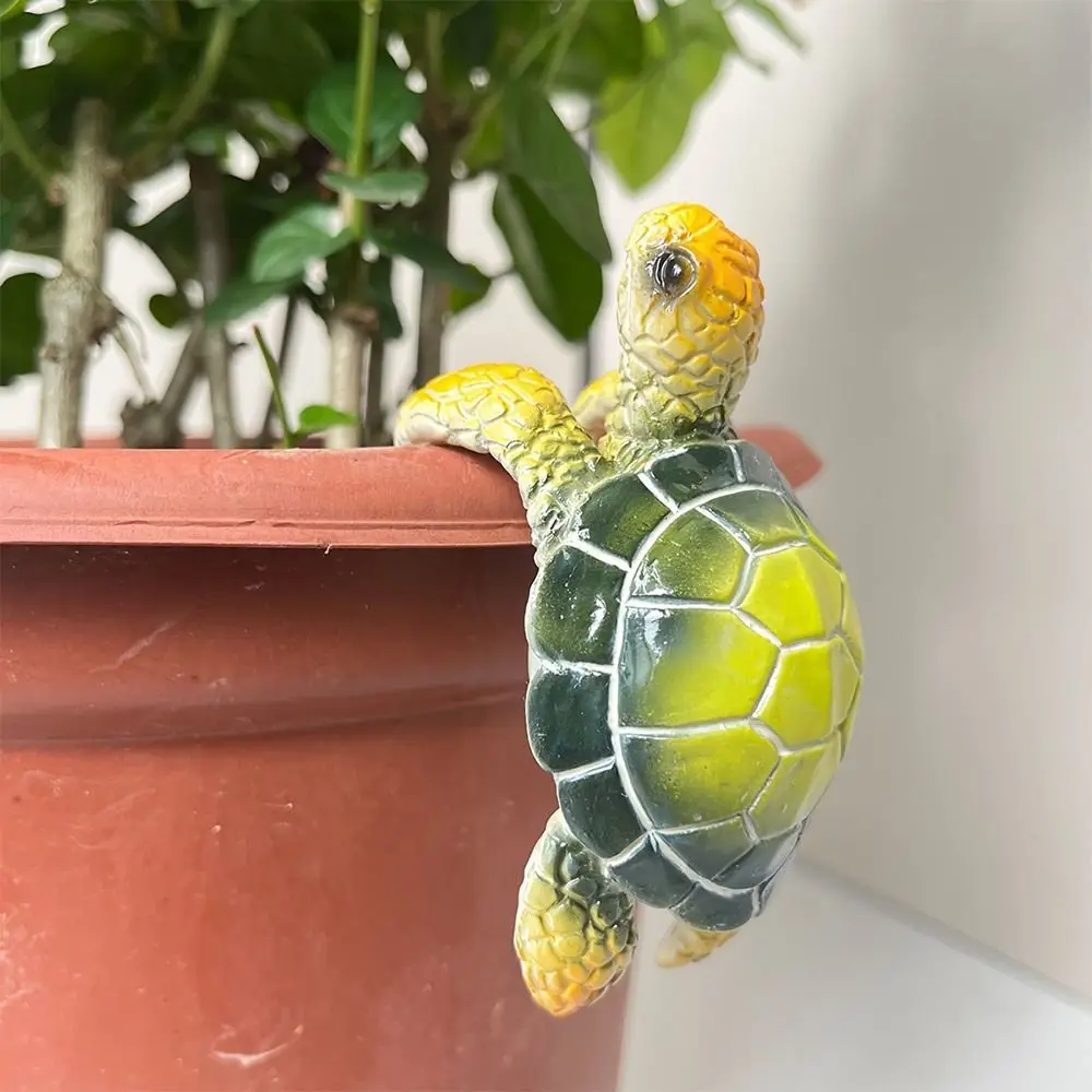 Craft Green Blue Flowerpot Hanging Decoration Resin Cartoon Turtle Statue Cartoon Sea Turtle Figurines Indoor Outdoor