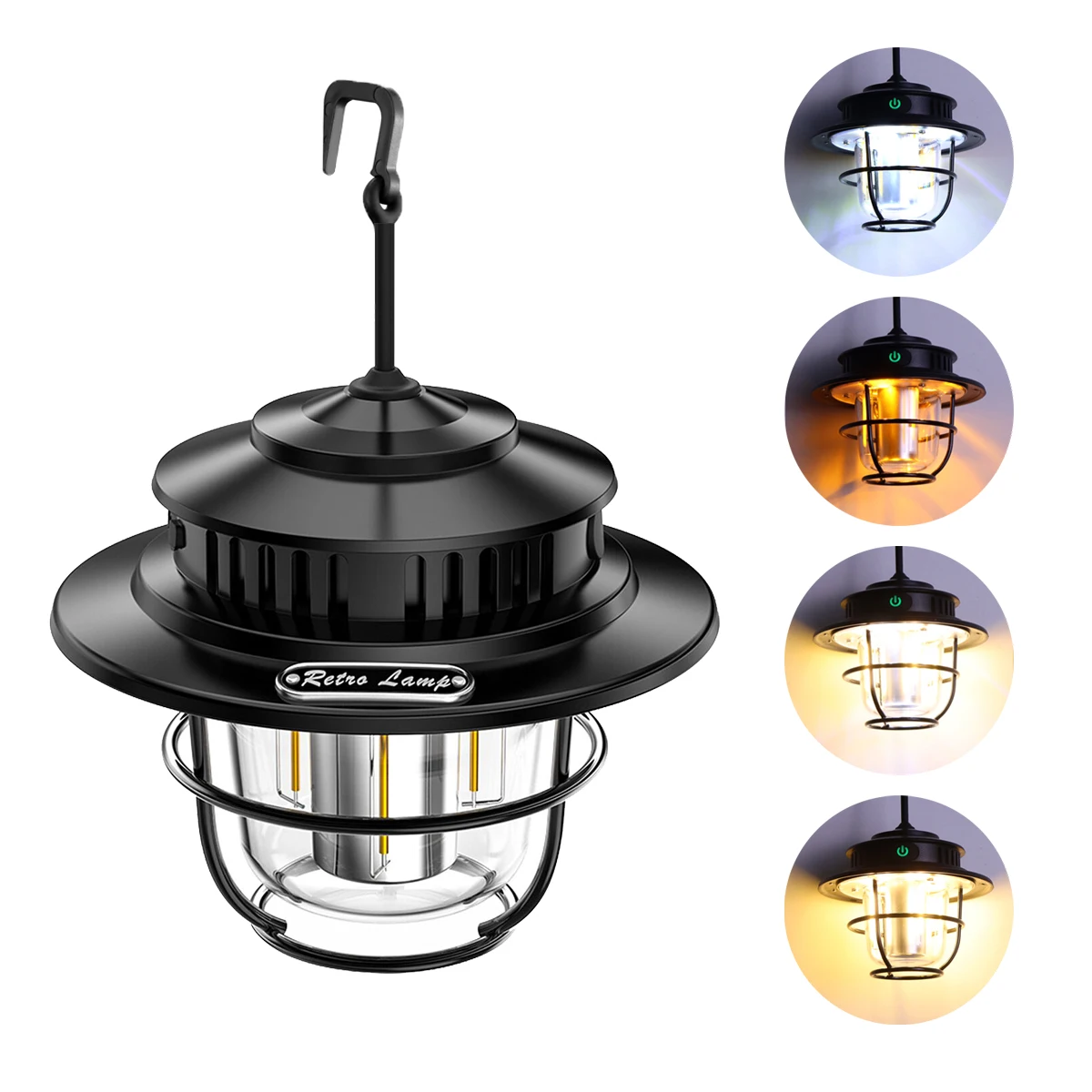 

4 режима освещения, перезаряжаемый через USB светильник, подвесная декоративная лампа в стиле ретро для наружного сада, двора с регулируемой яркостью, туристический фонарь для кемпинга