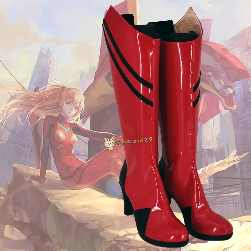 

Asuka Langley Soryu обувь для косплея ботинки аниме EVA ботинки из искусственной кожи для ролевых игр для женщин