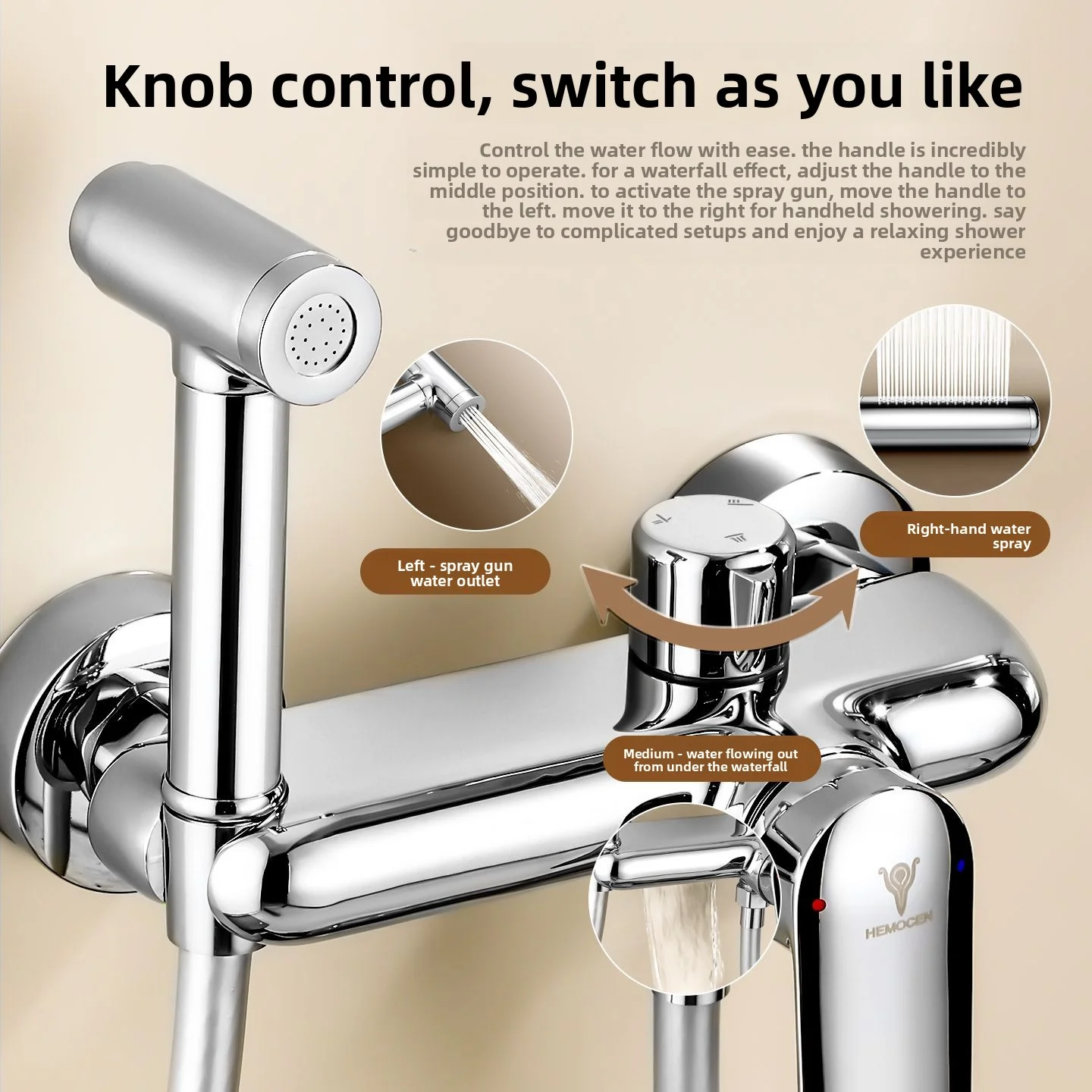 Juego de ducha de cobre completo, varilla elevadora, grifo de ducha universal para bañera de baño