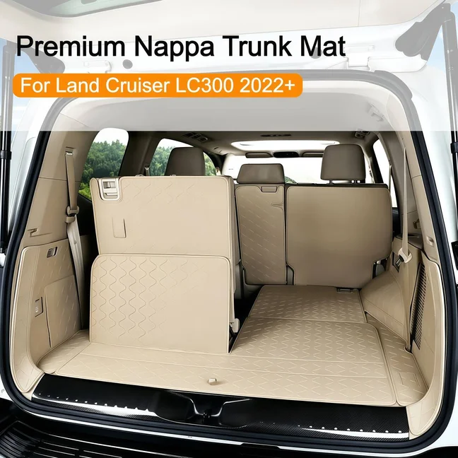 LC300 Trunk Mats for Land Cruiser 300 2022-2025 2026, Nappa Leather Rear cargo liners for LC300, Car Pet Mat, Easy to Clean