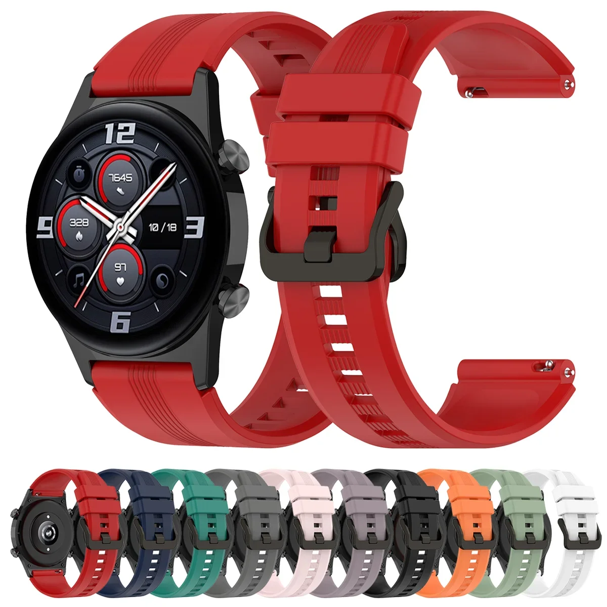 

Для Honor Watch GS4 силиконовый ремешок черная пряжка Смарт-часы Сменный браслет Спортивный ремешок для часов