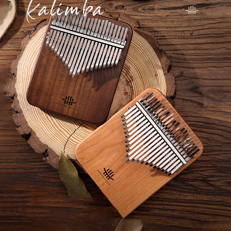 HLURU 21 Keys Kalimba Professional Thumb Piano All Solid Wood Veneer Cherry Wood Kalimba Finger Piano Keyboard Instrument