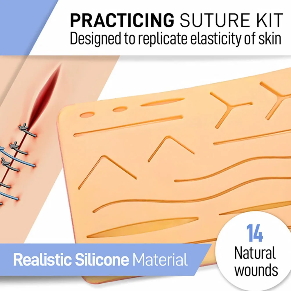 

17pcs 1 Set Professional Suture Training Kit Suturing Skill Trainer Practice Tools Silicone Pad 14 Natural Wounds