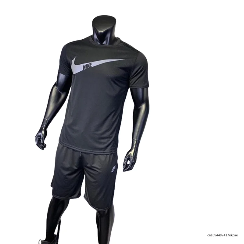 

Летняя быстросохнущая футболка Nike 3073, эластичная ткань-обскура, серебряная обратная этикетка, тройная этикетка, последовательный черный M-5XL