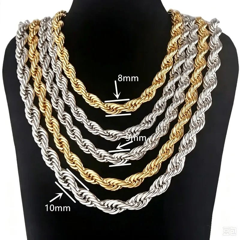 Collares para perros de 7/8/10mm, cadena trenzada, cadenas básicas de Metal de Color dorado y plateado, accesorios para cachorros y mascotas, Bouledogue Français Harnais