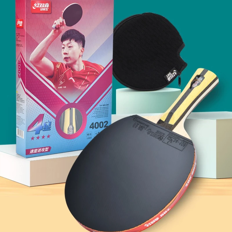 

DHS H4002 4 Star Table Tennis Racket Ping Pong Racket Professional 7 Layer Pure Wood Paddle with Hurricane + G888 Sticky Rubber