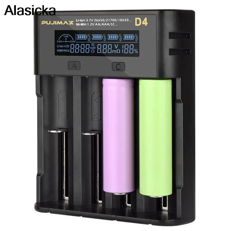 18650 LCD Screen Show The Fast Charging Battery Charger 26650 18350 21700 26700 22650 Li-ion Rechargeable Battery Charger