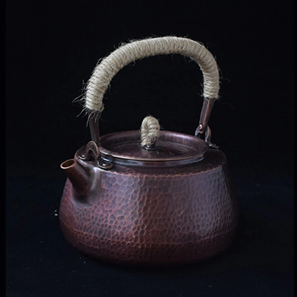 

New handmade copper pot, Household pure copper kettle, Vintage health teapot uncoated, Red copper boiling water kettle, 1.2L