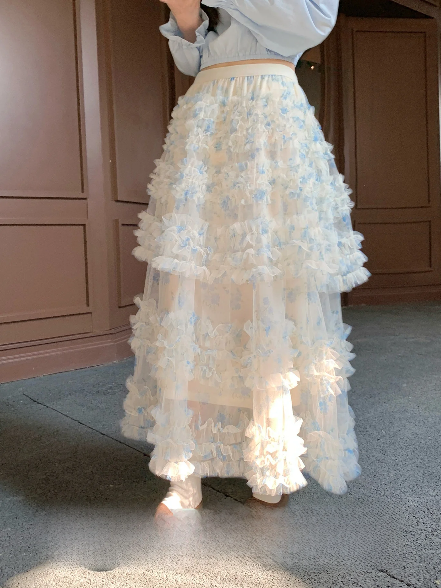 

Женская пышная юбка-кейк Sweet Princ Ballet Lace с цветочным принтом, высокой талией и эластичным поясом, для повседневной носки