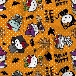 50*145 Halloween Hello Kitty Sanrio Cotton Fabric Material Bubble Fabric for Sew Patchwork Clothes Quilting Fabric DIY