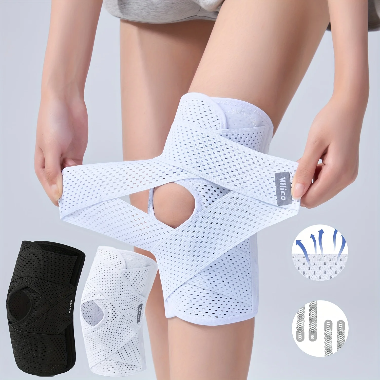Elastic Strap Sports Knee Brace, Unisex Breathable Polyester Fitness BasketballKnee Support, Suitable for Various Outdoor Sports