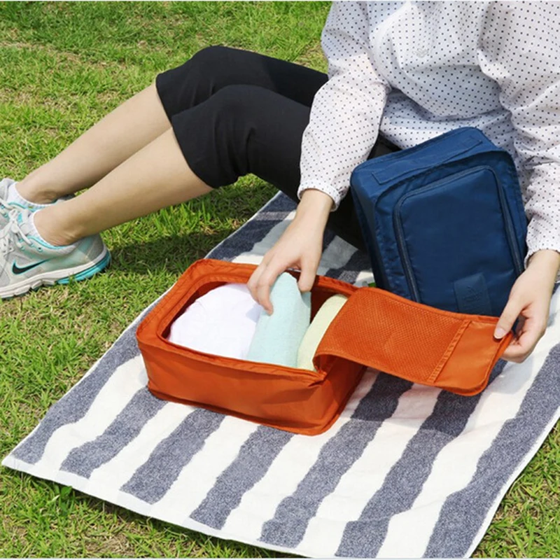 Waterproof And Dustproof Double-Layer Shoe Bag Travel Travel Underwear Cosmetics Toiletries Storage Bag 7 Color Folding Shoe Bag