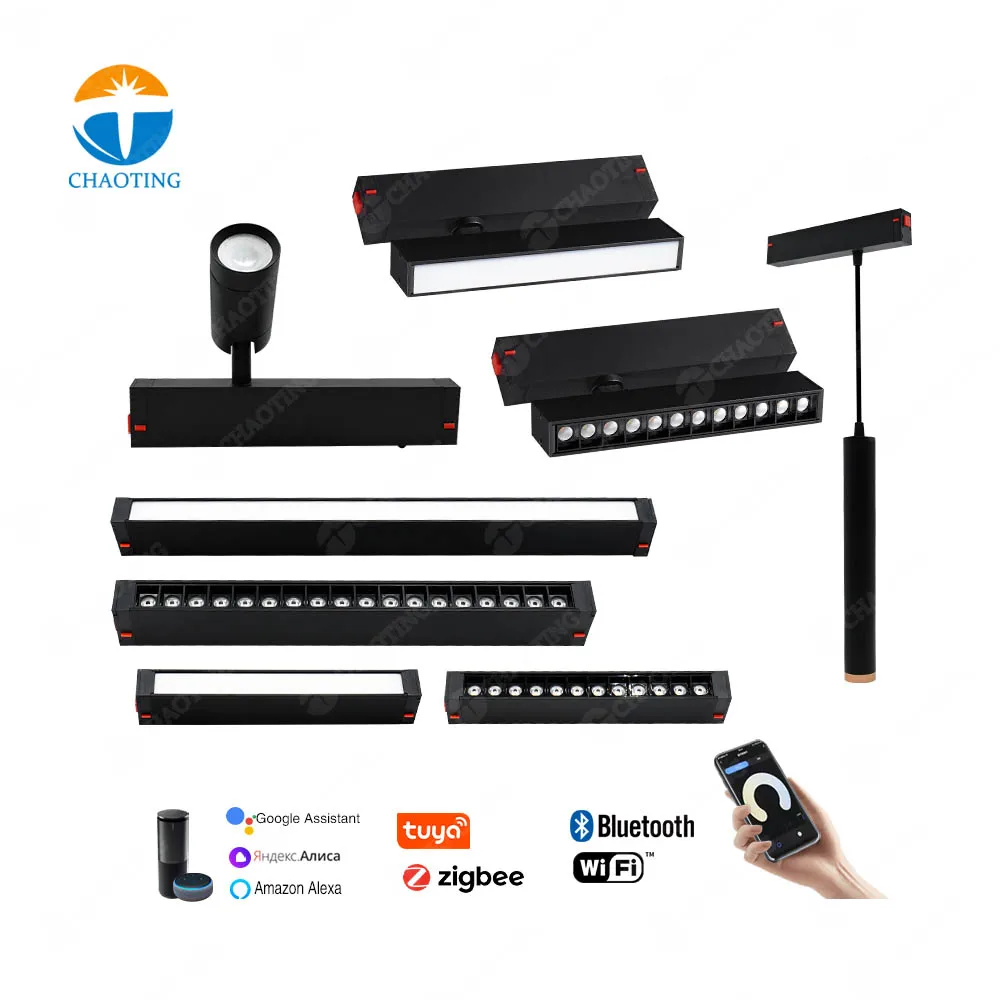 Decorative Project Magnet LED Ceiling Rail Track Light Modern Design Dimmable Magnetic Track Spot Light Grille Light