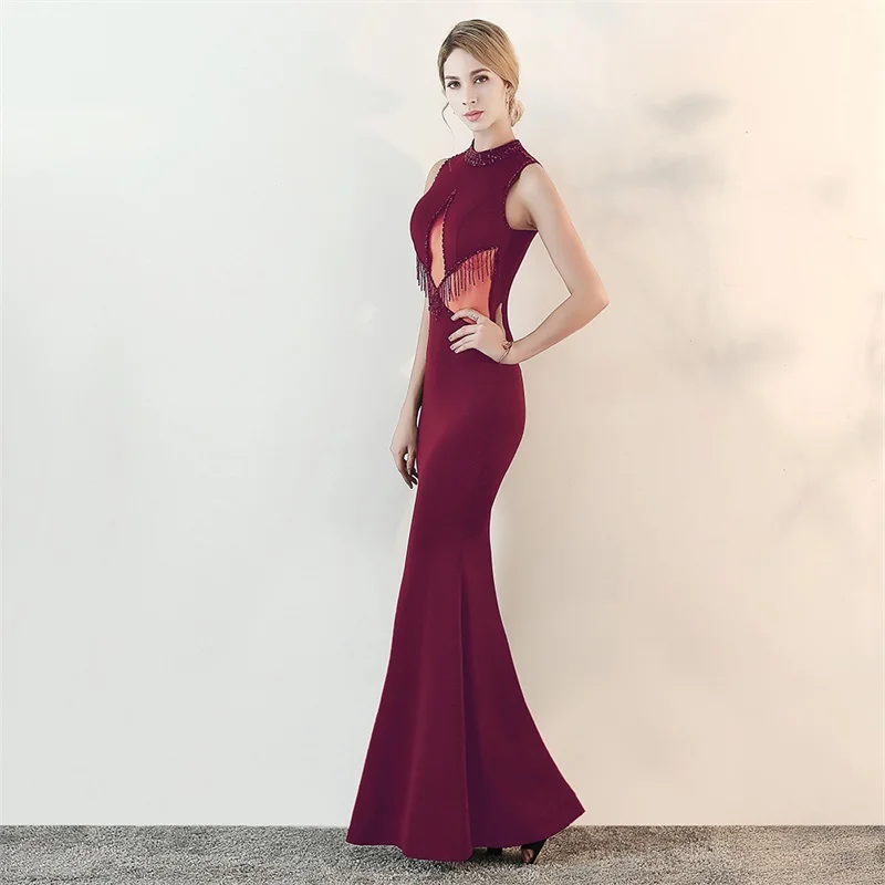 Abendkleid weibliche 2023new sexy damen fishtail lange stil host kleid temperament abnehmen V-ausschnitt sommer