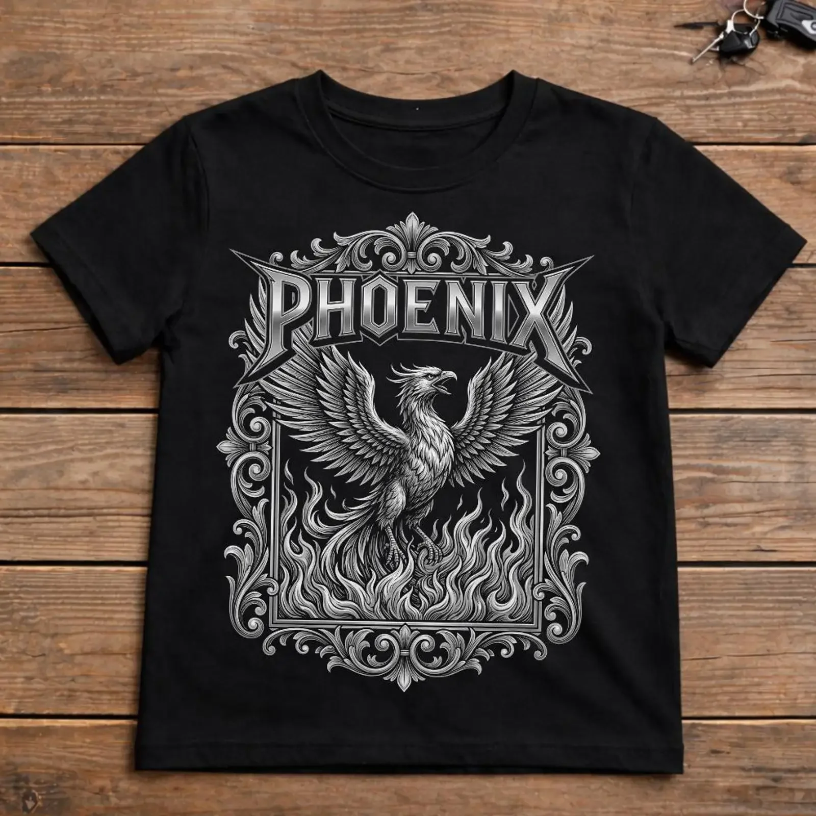 Phoenix Vintage Retro Emblem T Shirt Mystical Firebird Mythological  vintage Washed Versatile fashion Stylish graphic
