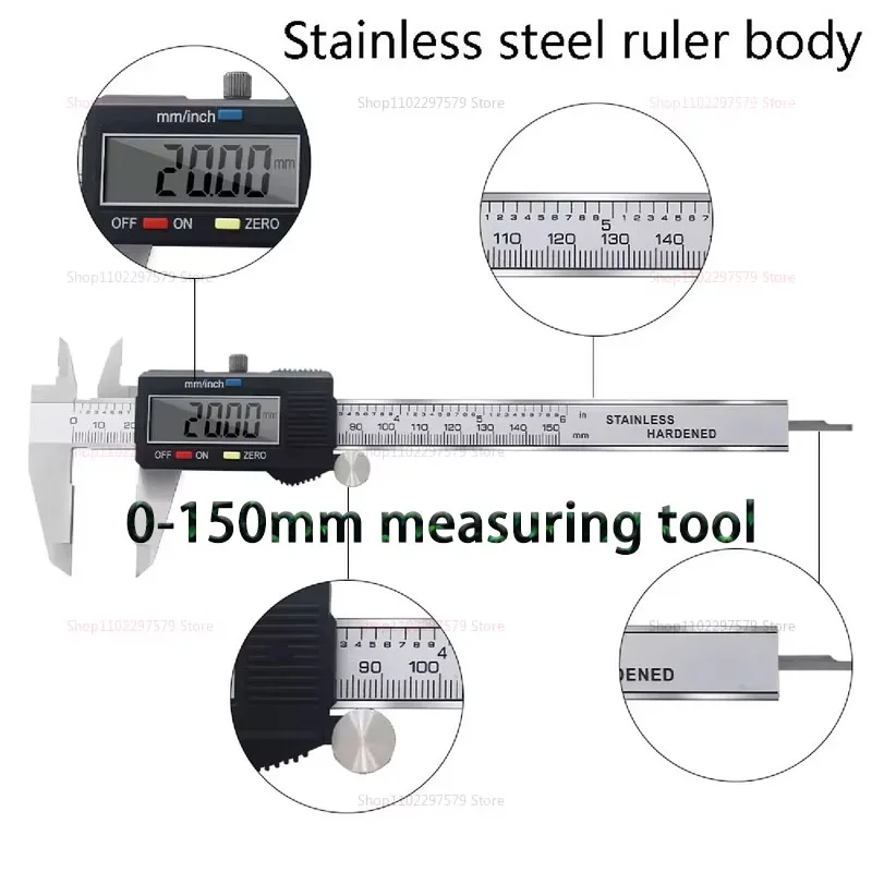 فرجار رقمي من الفولاذ المقاوم للصدأ 0-150 مم أداة قياس دقيقة رنييه مع علبة بلاستيكية لمشاريع الهندسة ومشاريع DIY