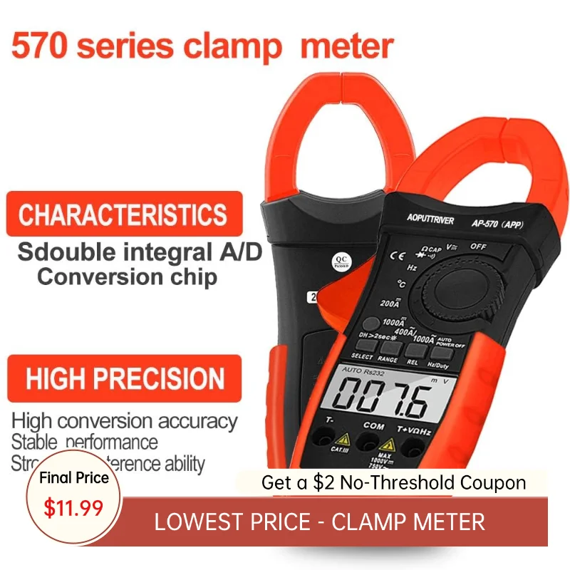 

Digital Clamp Meter AC DC Amp Meter with Bluetooth, 4000 Counts Voltmeter Continuity Tester Capacitor HVAC Tool Multi Tester